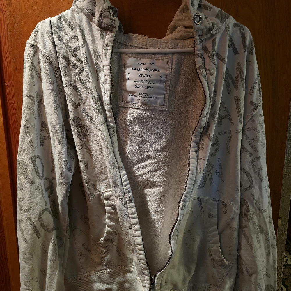 Gray Graphic Zip-Up Hoodie